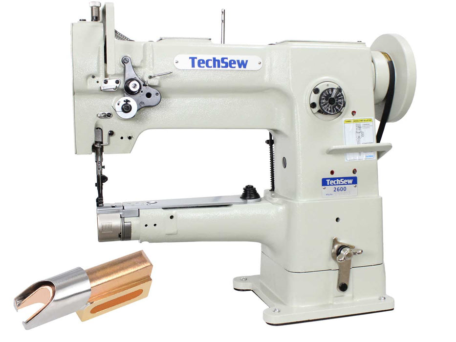 Techsew 2600-B Narrow Cylinder Industrial Sewing Machine with Binding Kit, Binding Attachment