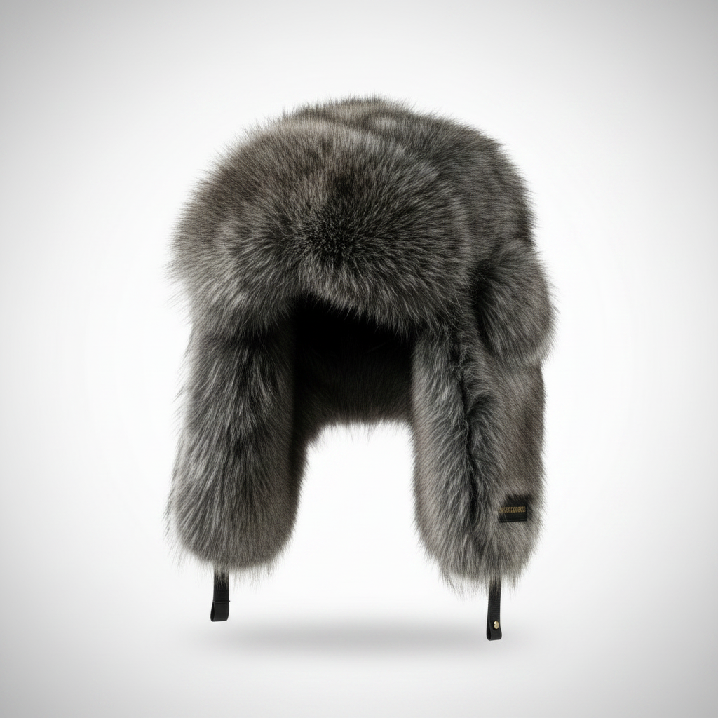 grey black fur hat